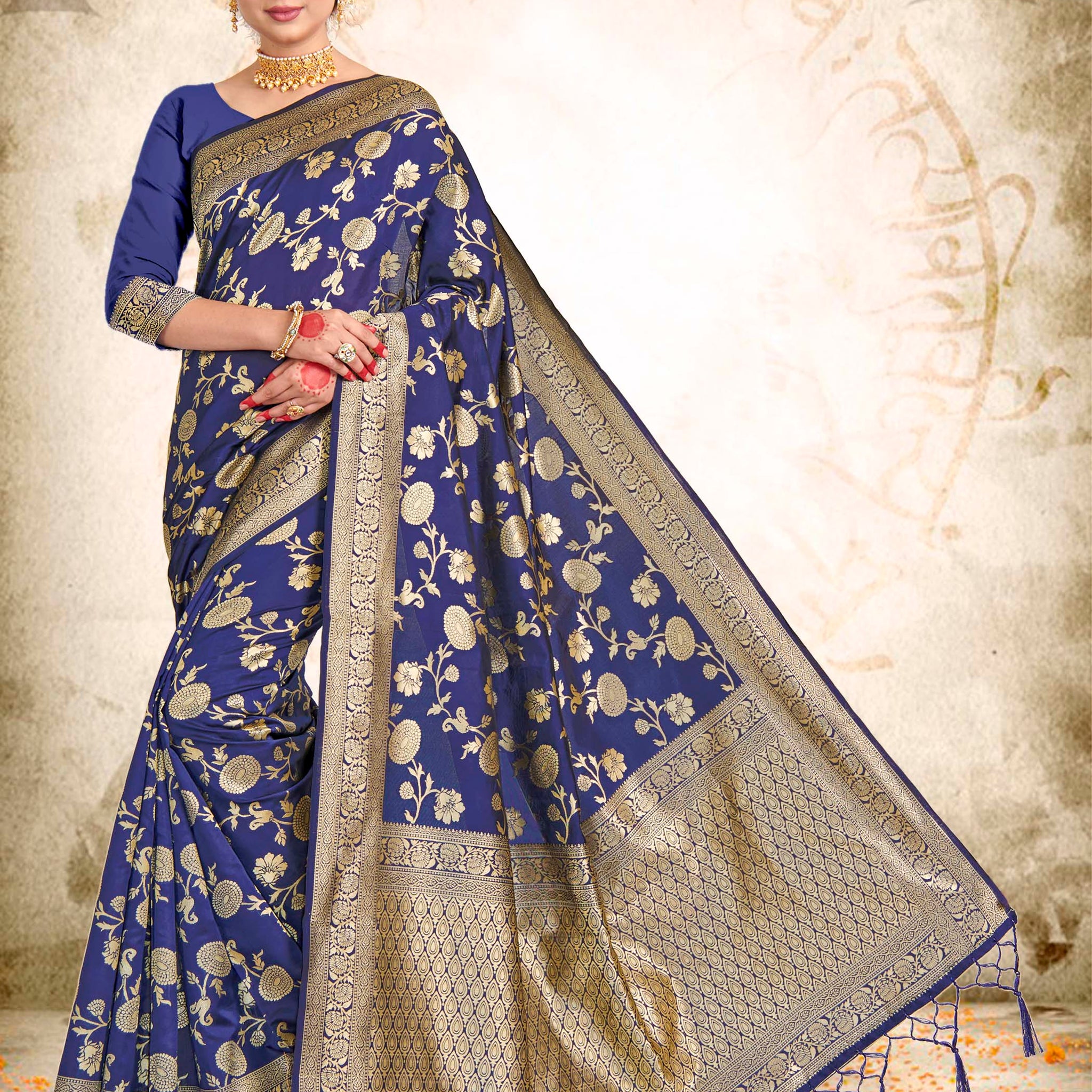 Blue Banarasi Art Silk Saree