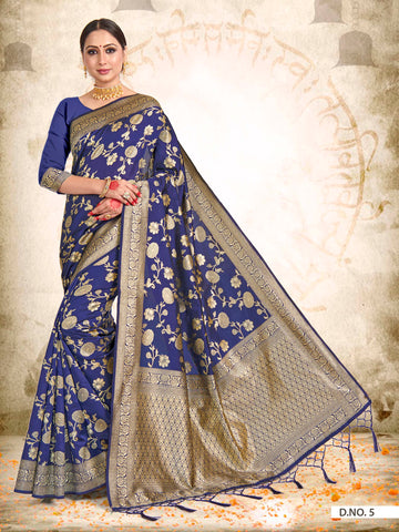 Blue Banarasi Art Silk Saree