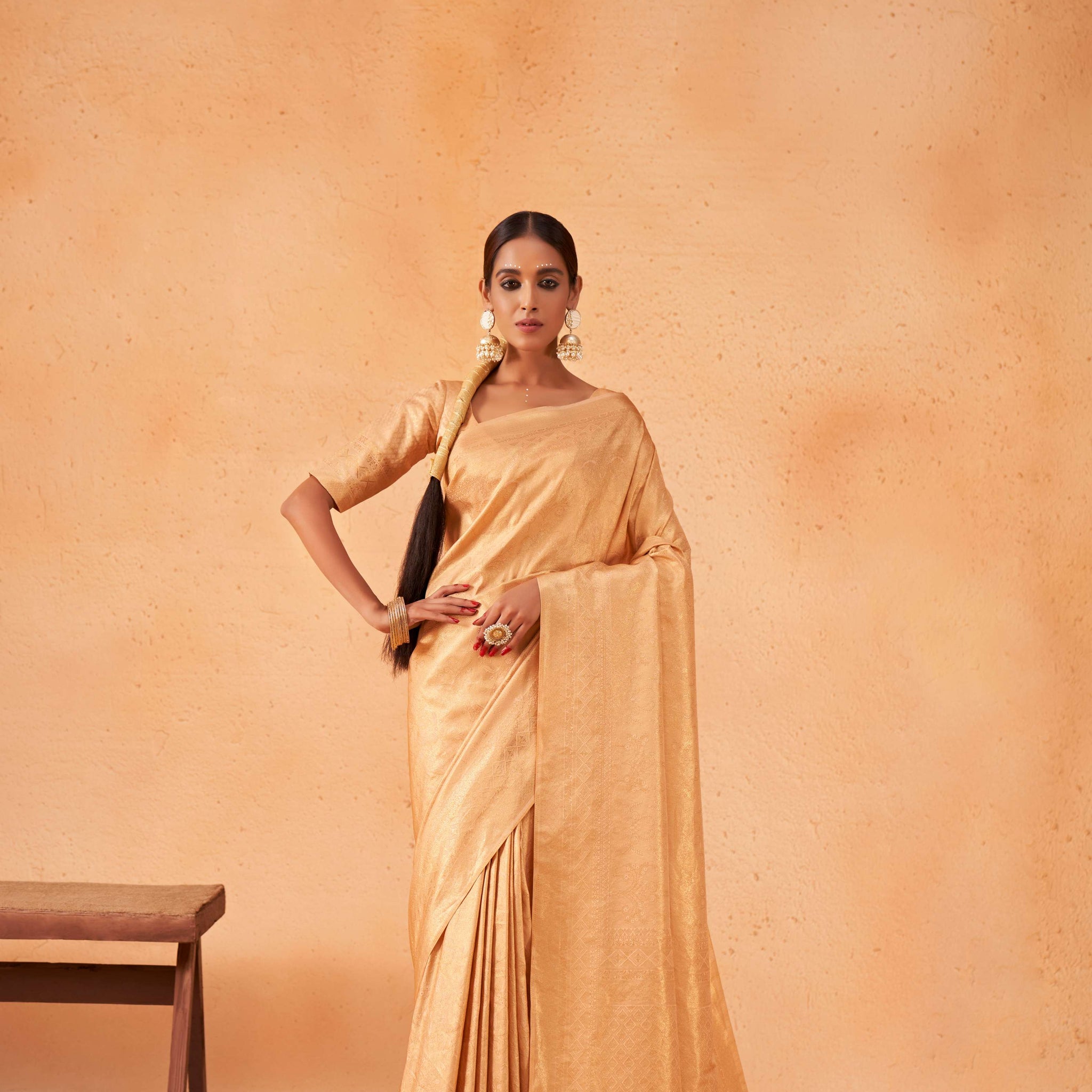 Beige Kanjivaram Art Silk Saree