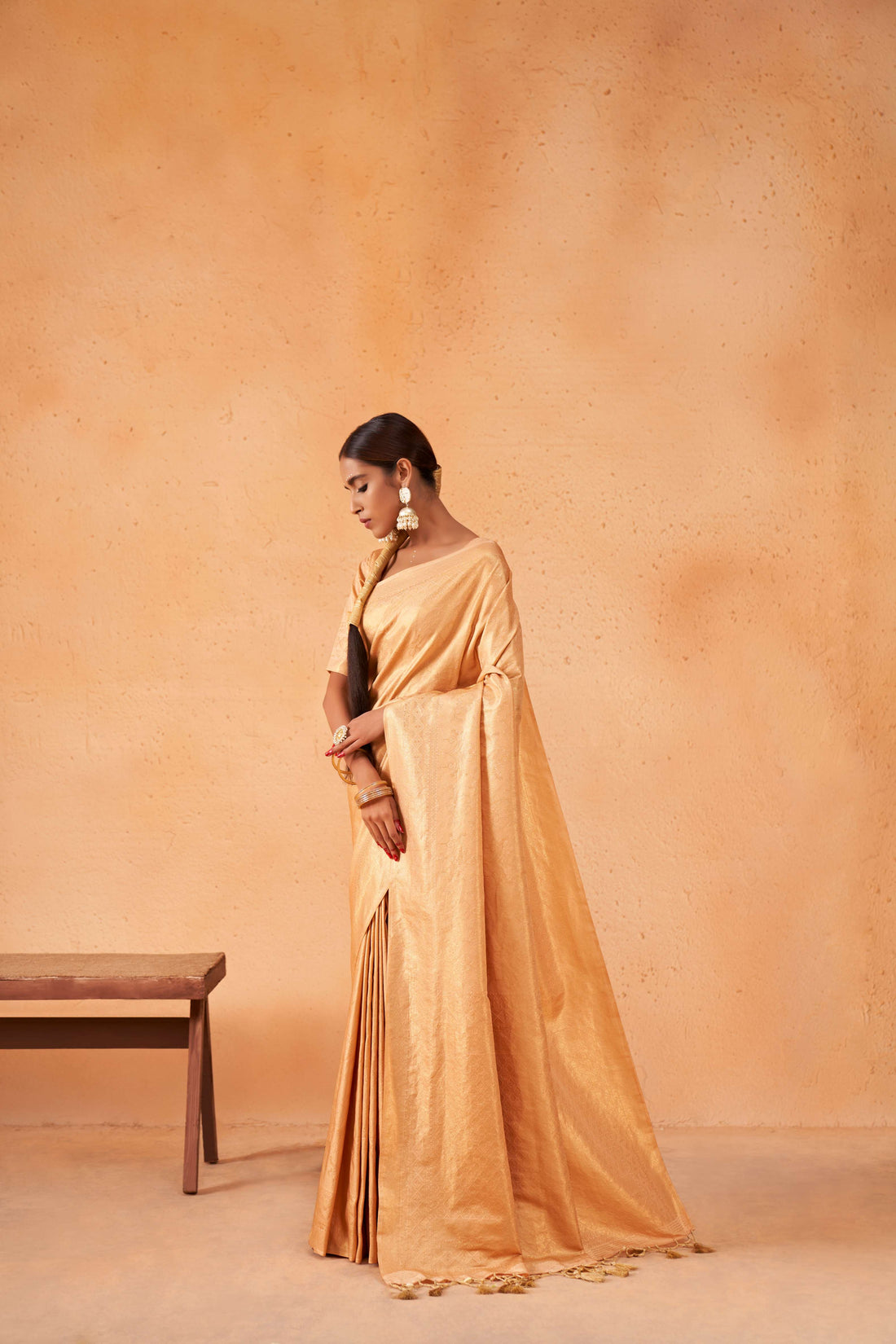 Beige Kanjivaram Art Silk Saree