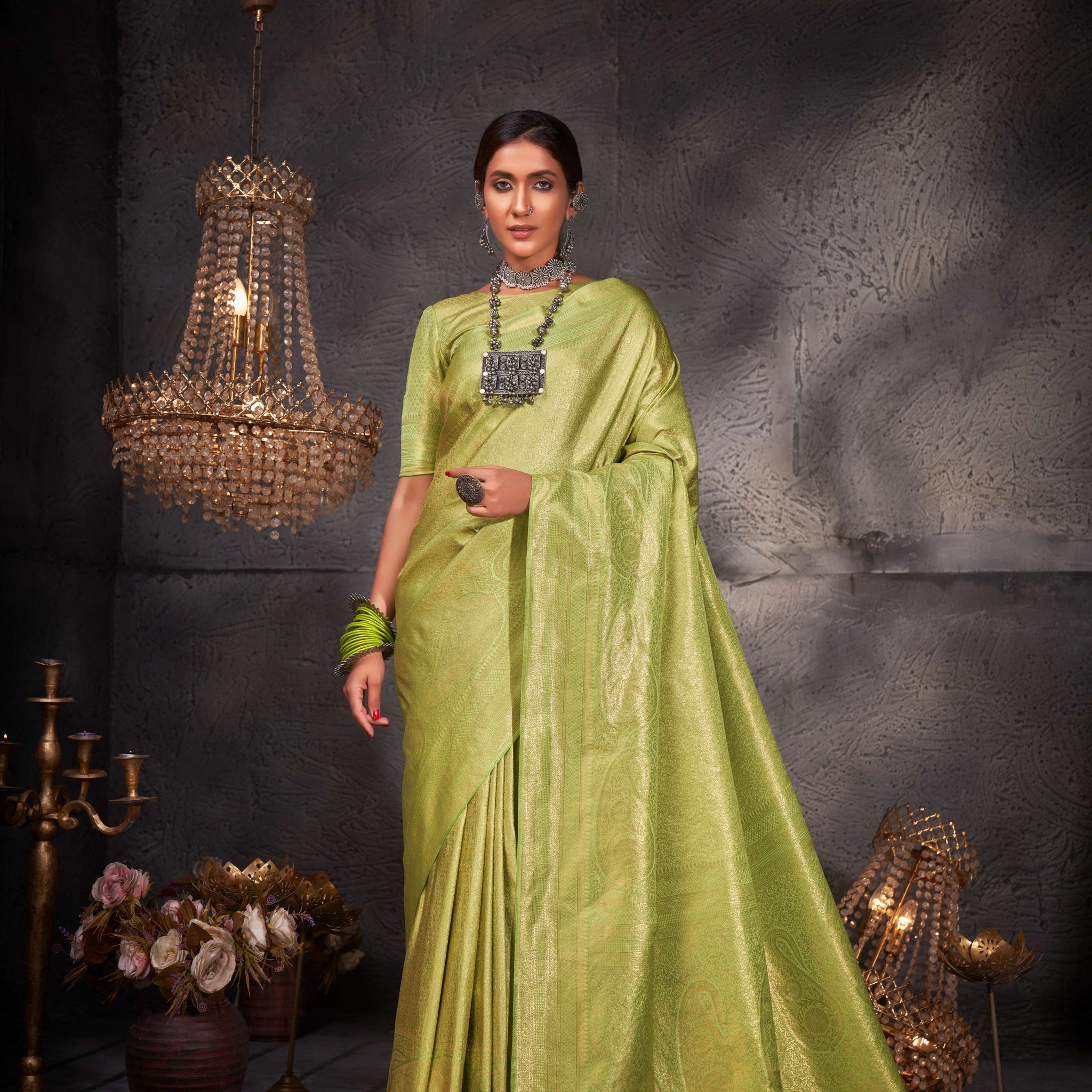 Light Green Kanjivaram Art Silk Saree