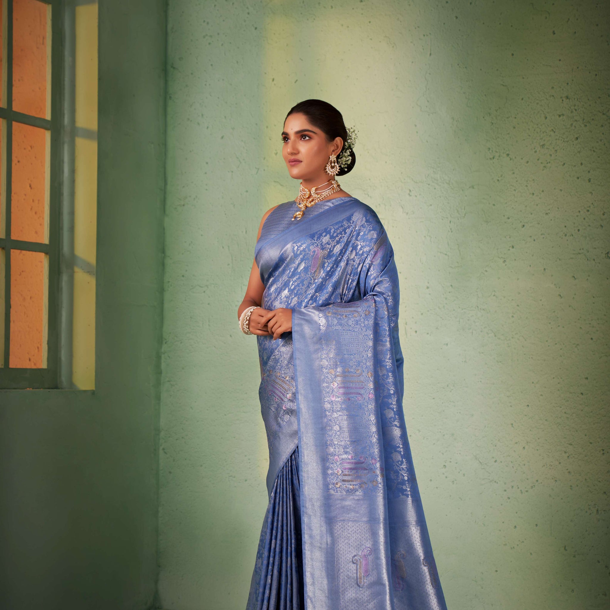 Blue Kanjivaram Art Silk Saree