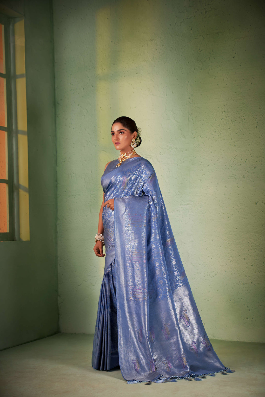 Blue Kanjivaram Art Silk Saree