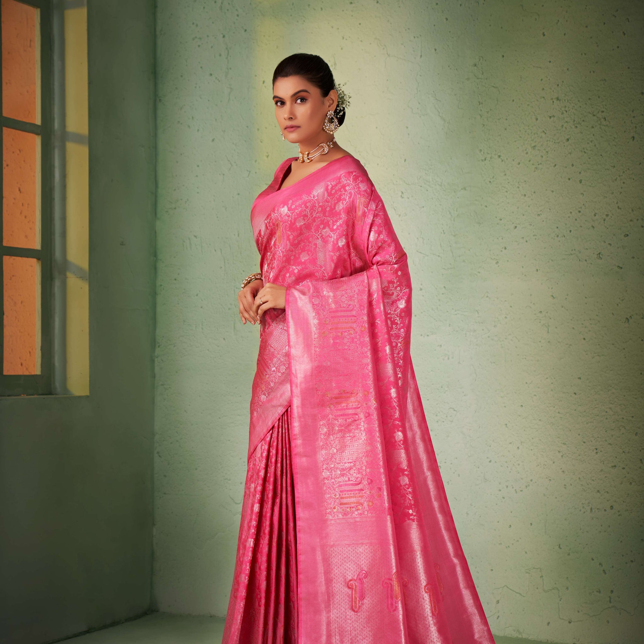 Pink Kanjivaram Art Silk Saree