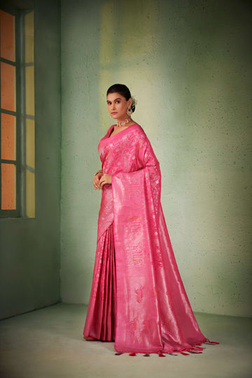 Pink Kanjivaram Art Silk Saree