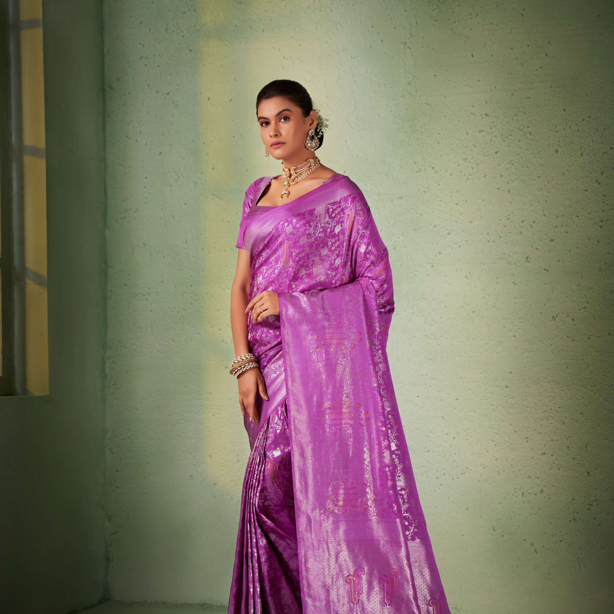 Purple Kanjivaram Art Silk Saree