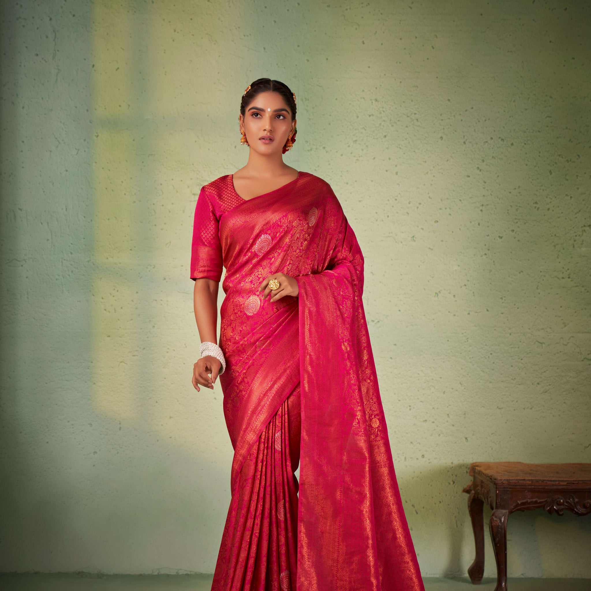 Dark Pink Kanjivaram Art Silk Saree