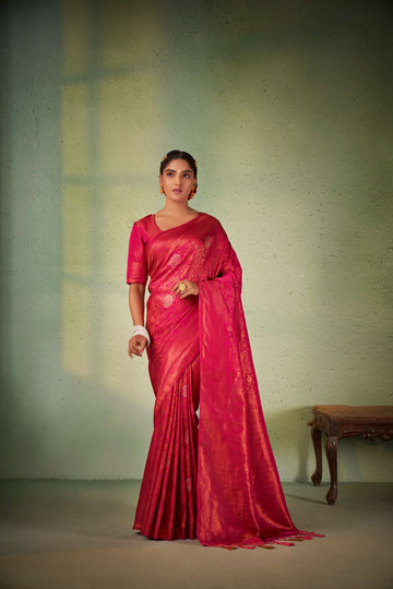 Dark Pink Kanjivaram Art Silk Saree