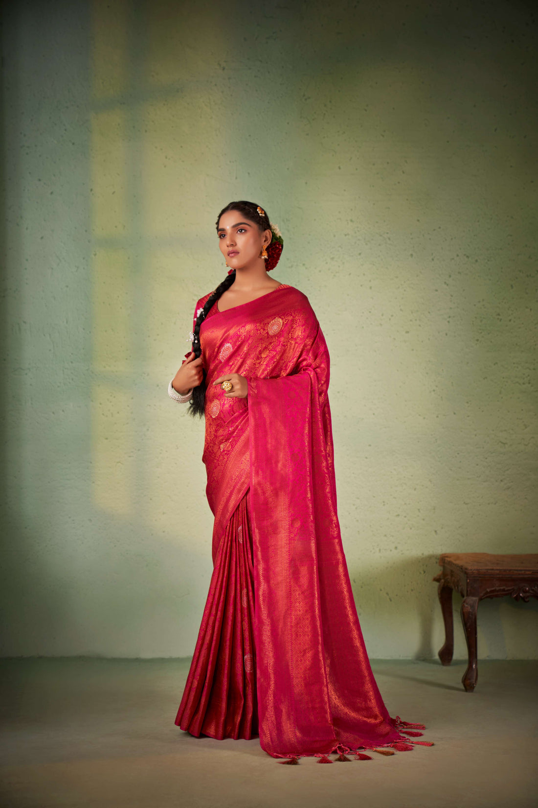 Dark Pink Kanjivaram Art Silk Saree