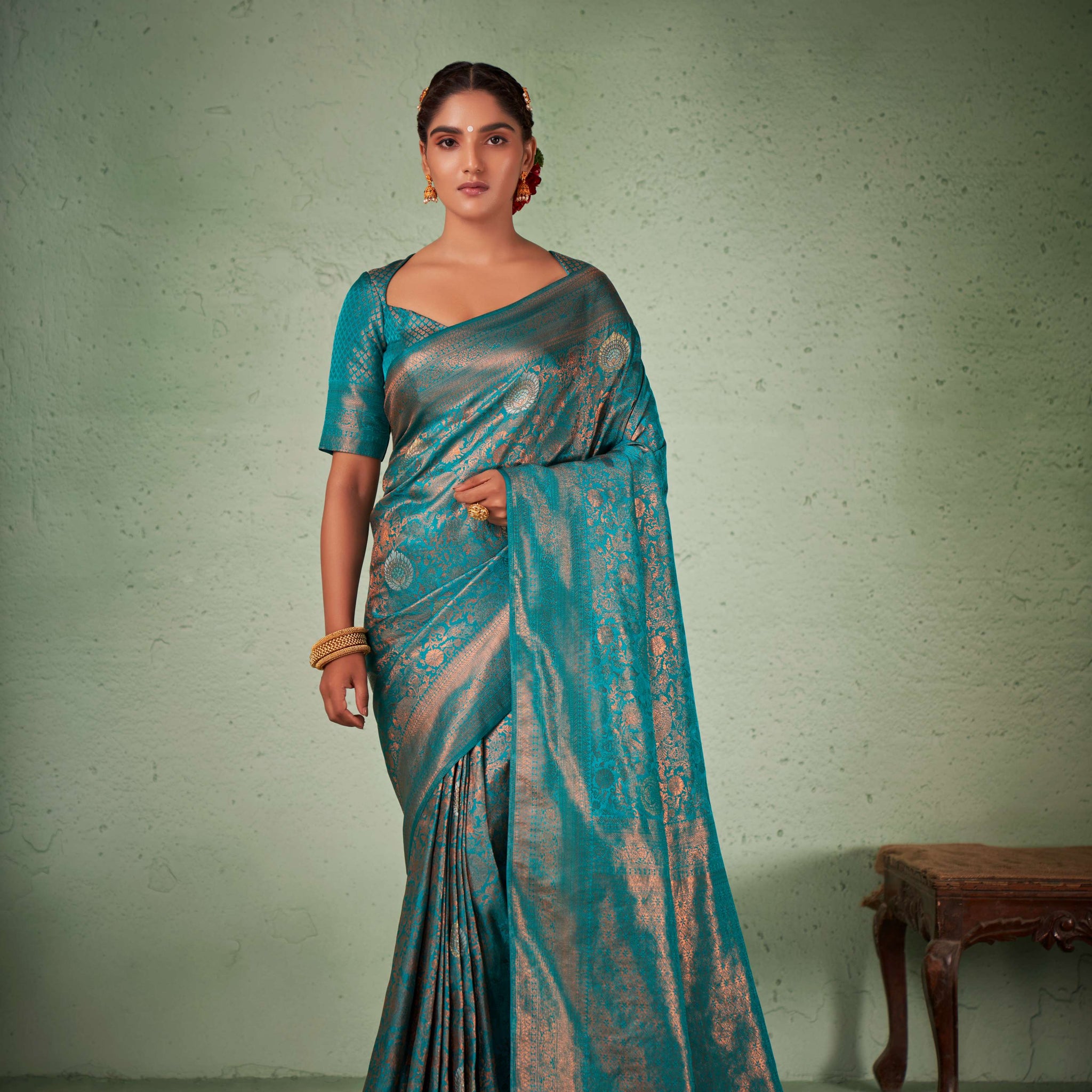 Blue Kanjivaram Art Silk Saree