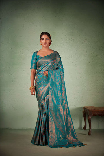 Blue Kanjivaram Art Silk Saree