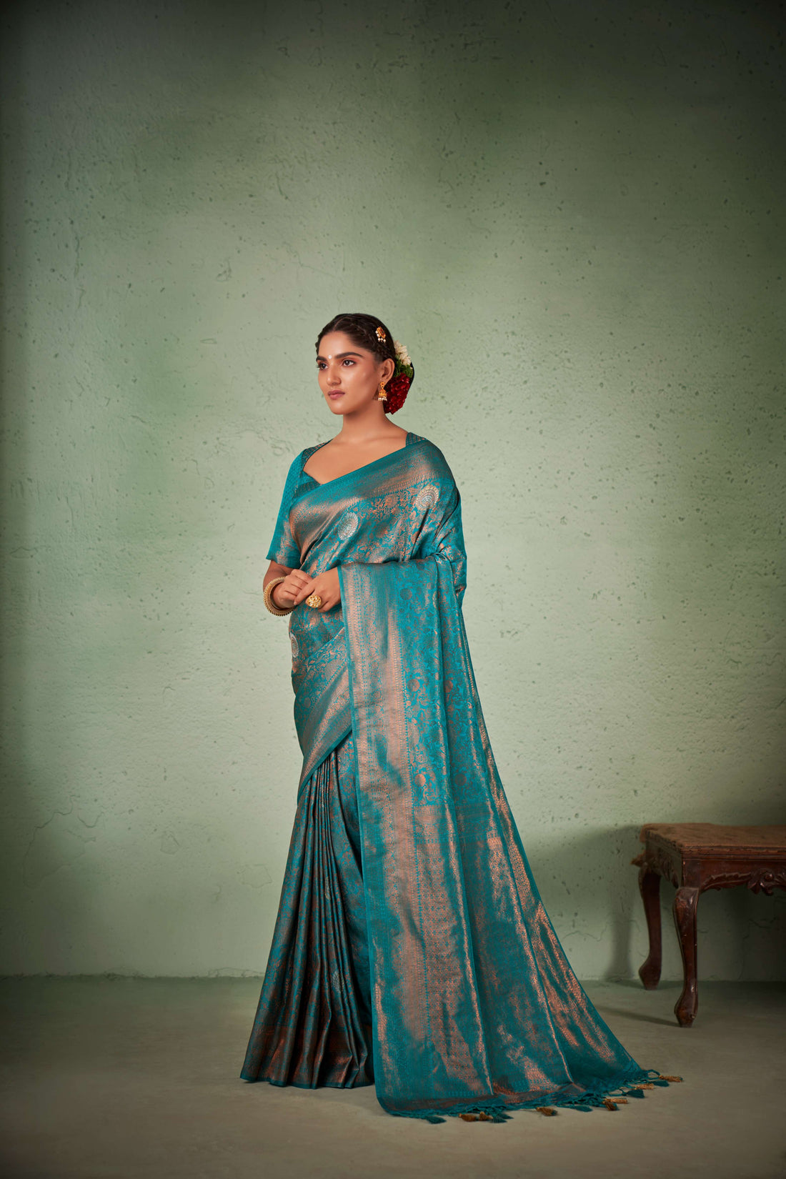 Blue Kanjivaram Art Silk Saree