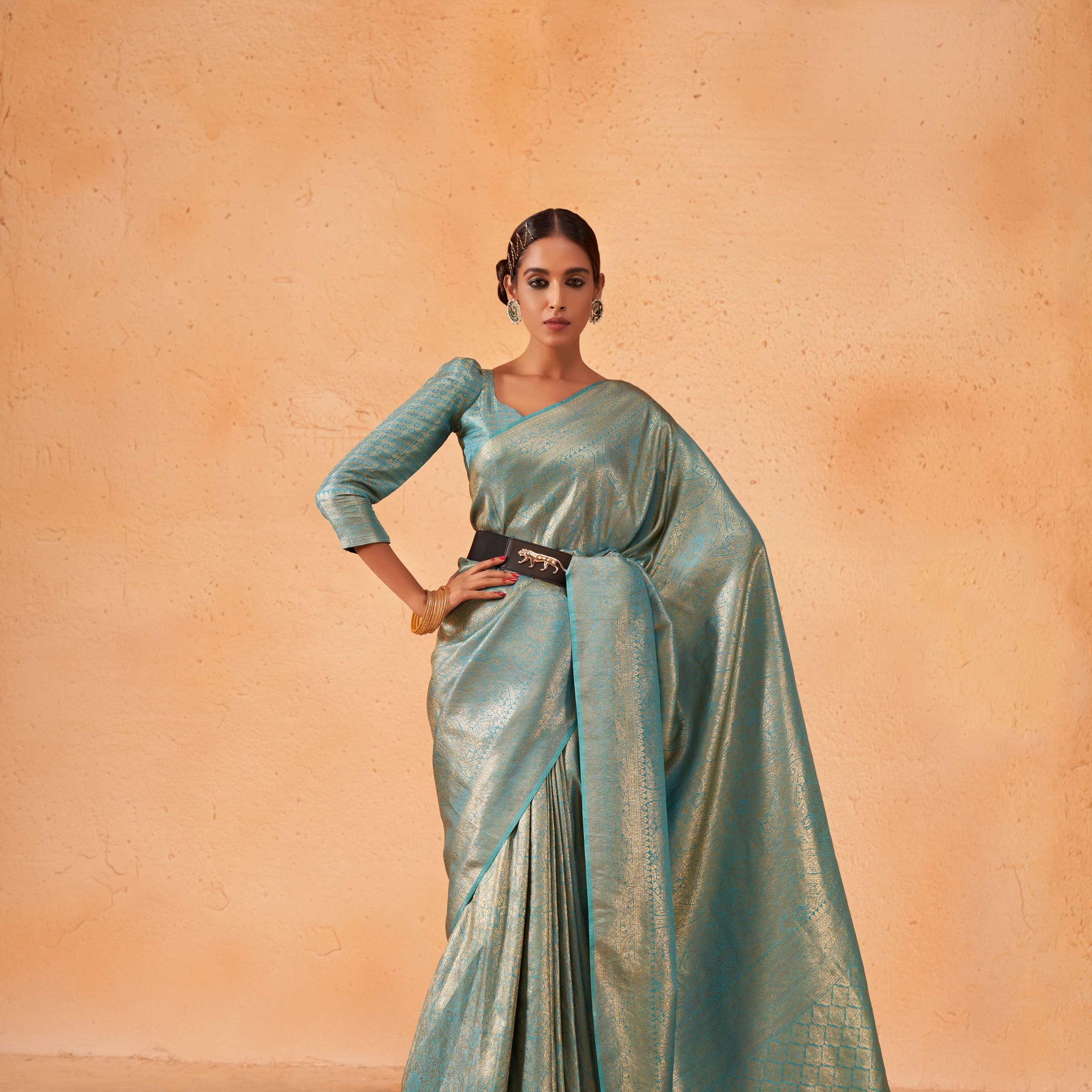 Light Blue Kanjivaram Art Silk Saree