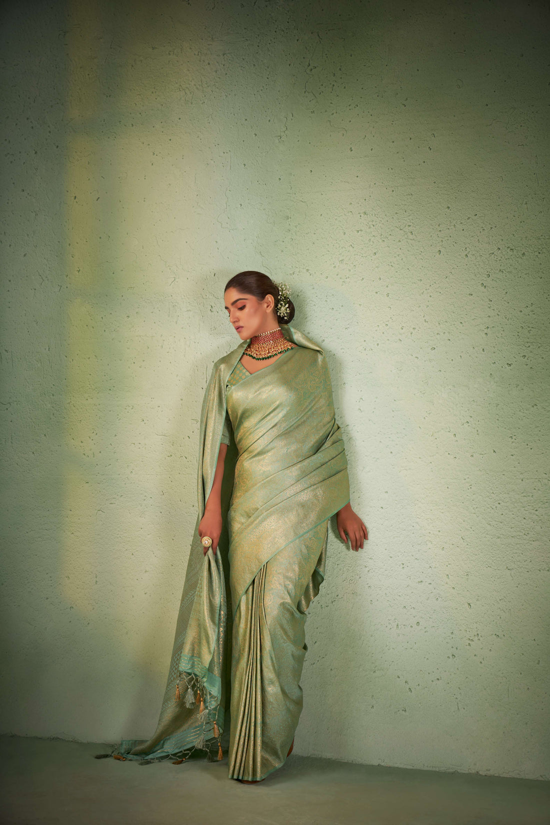 Light Green Kanjivaram Art Silk Saree