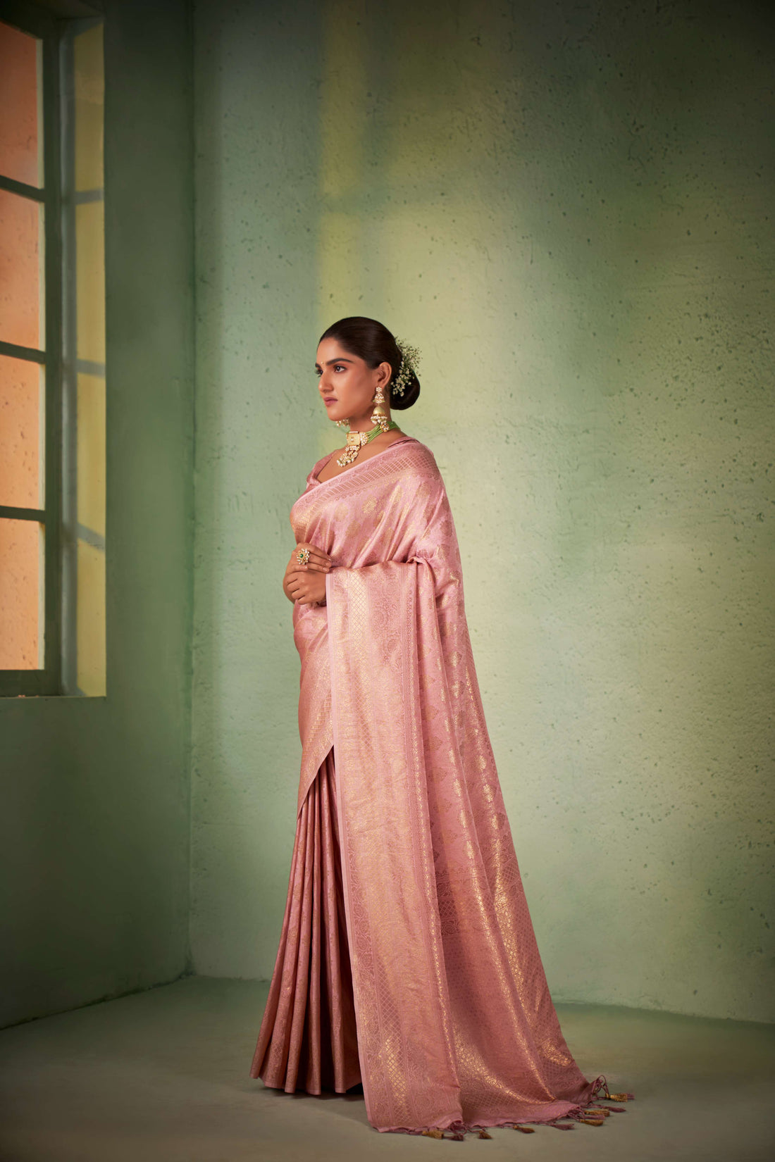 Light Pink Kanjivaram Art Silk Saree