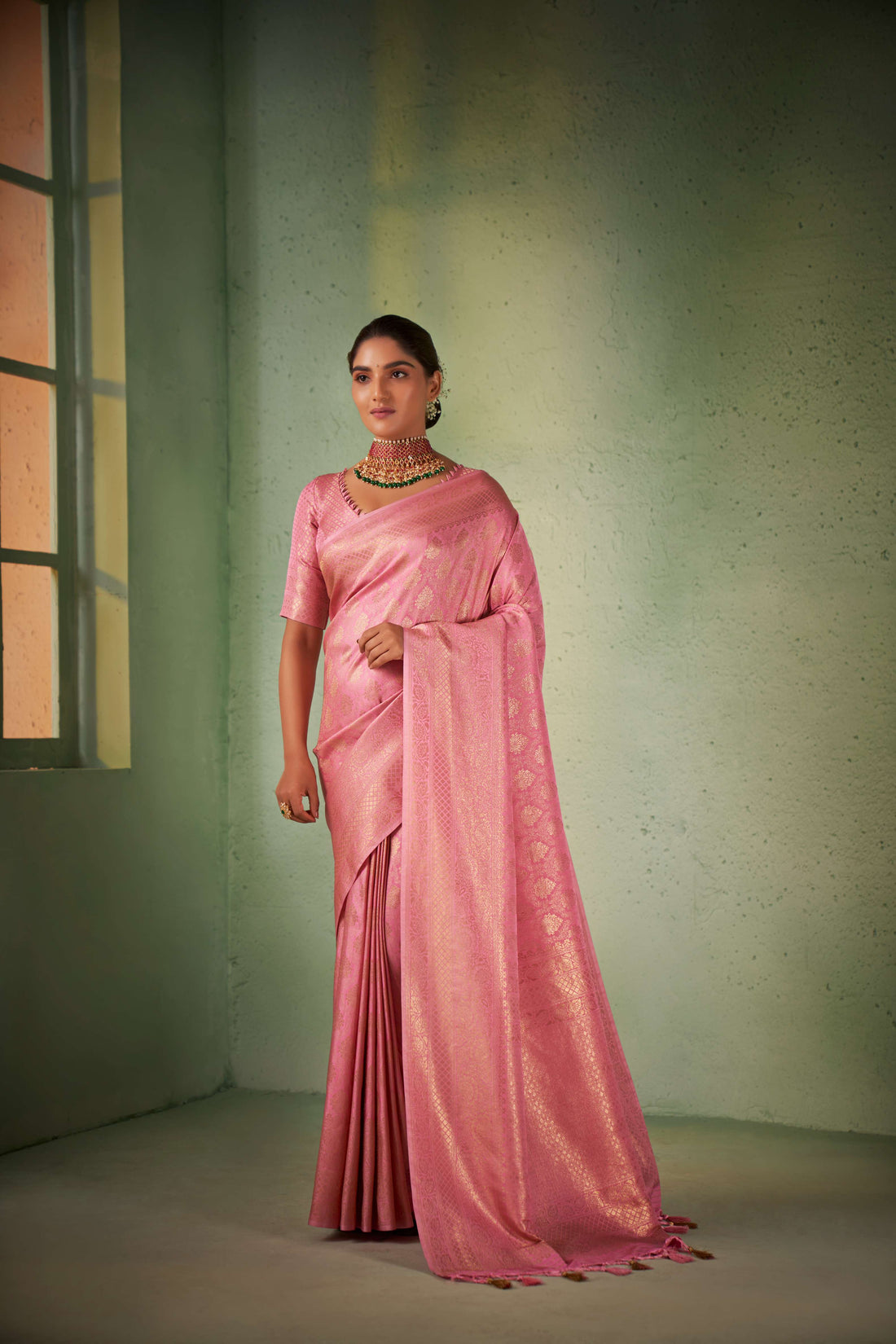 Light Pink Kanjivaram Art Silk Saree