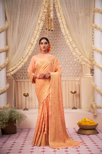 Light Orange Banarasi Georgette Saree