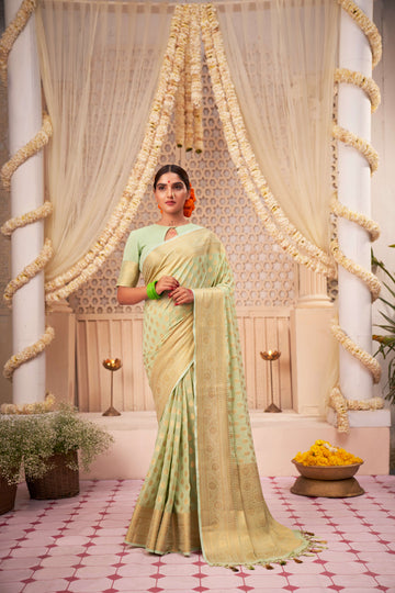 Light Green Banarasi Georgette Saree