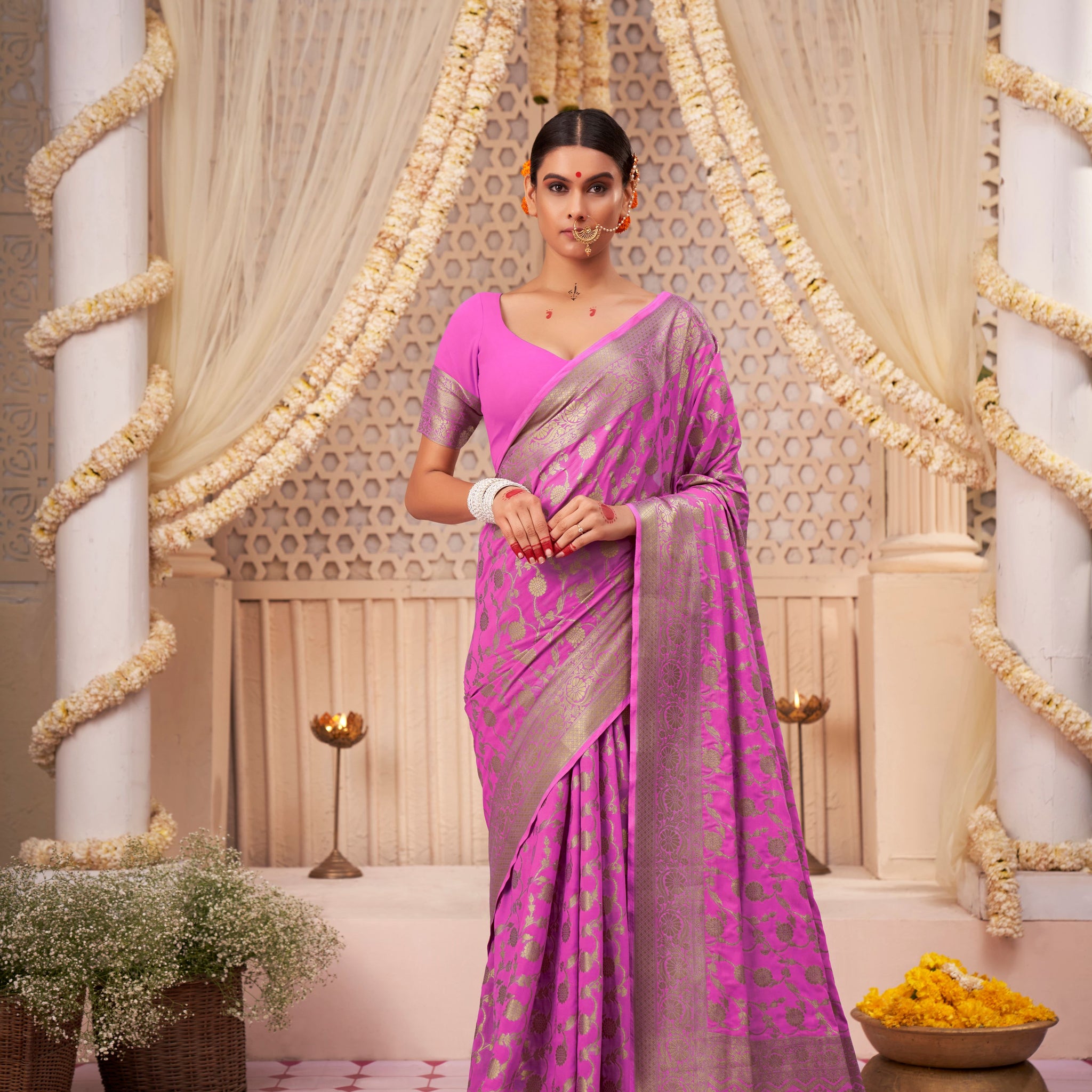 Purple Banarasi Georgette Saree