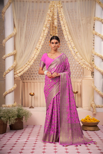 Purple Banarasi Georgette Saree