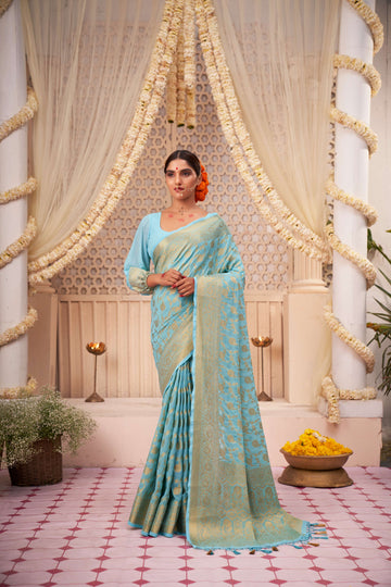 Light Blue Banarasi Georgette Saree