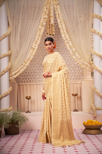 Off White Banarasi Georgette Saree