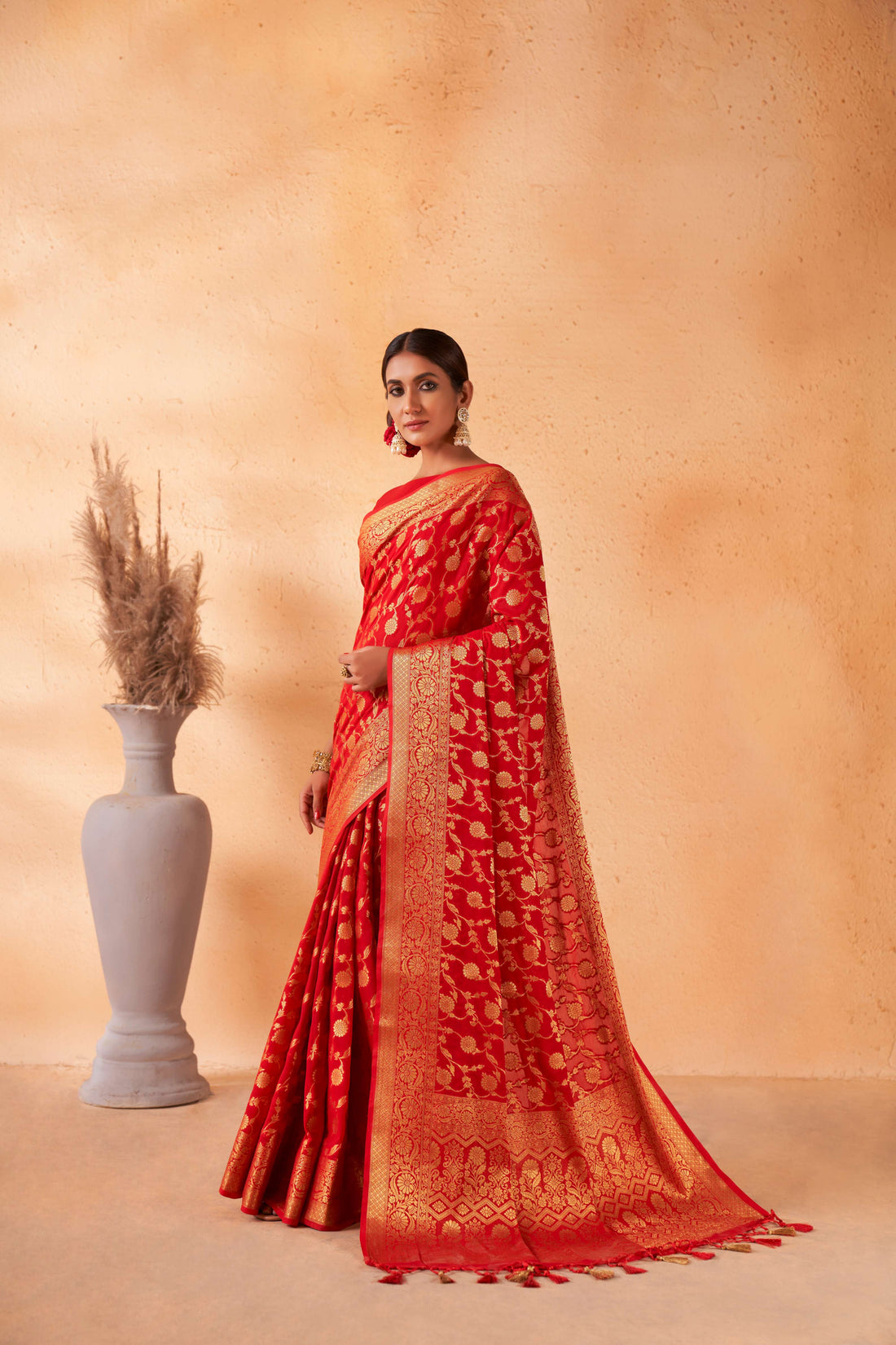 Red Banarasi Georgette Saree