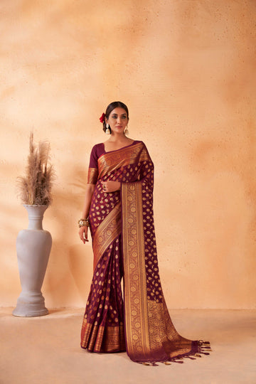 Maroon Banarasi Georgette Saree