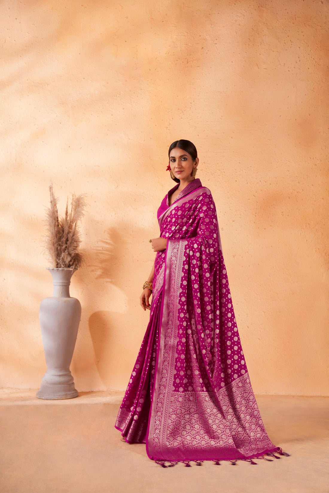 Pink Banarasi Georgette Saree