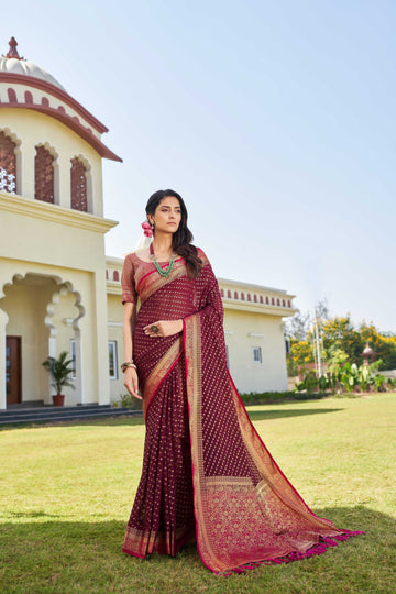 Wine & Pink Pure Georgette Saree