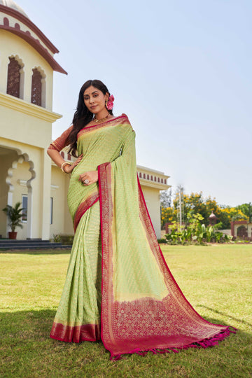 Pista Green Pure Georgette Saree