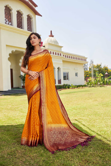 Mustard Yellow Pure Georgette Saree