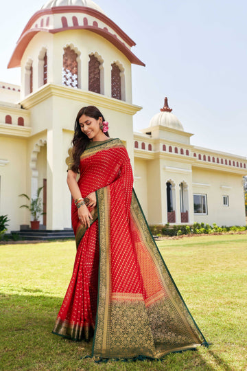 Red Pure Georgette Saree