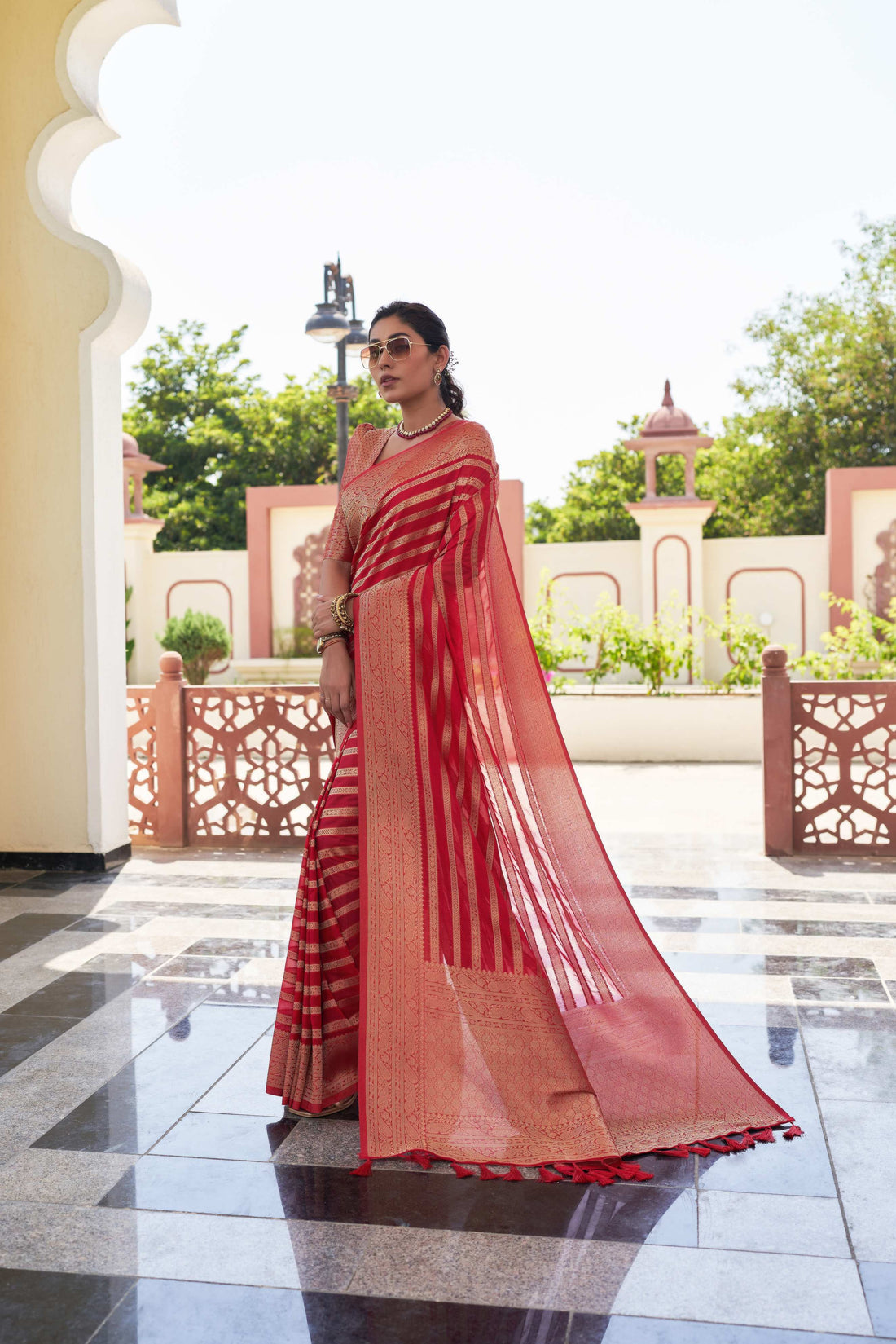 Red Pure Georgette Saree