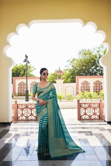 Teal Blue Pure Georgette Saree