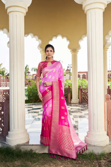 Pink Pure Georgette Saree