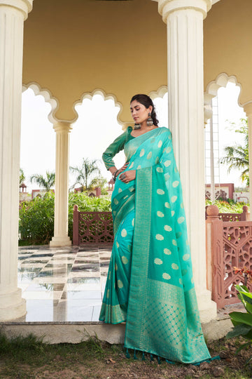 Sea Green Pure Georgette Saree