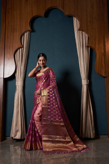 Purple Banarasi Organza Saree