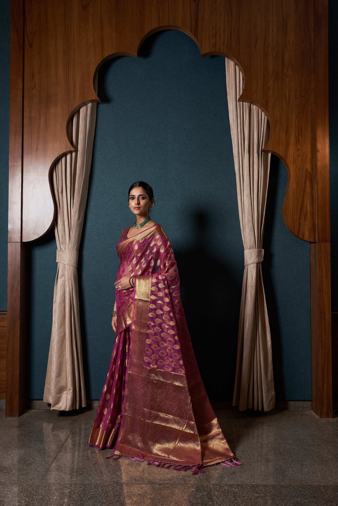 Purple Banarasi Organza Saree