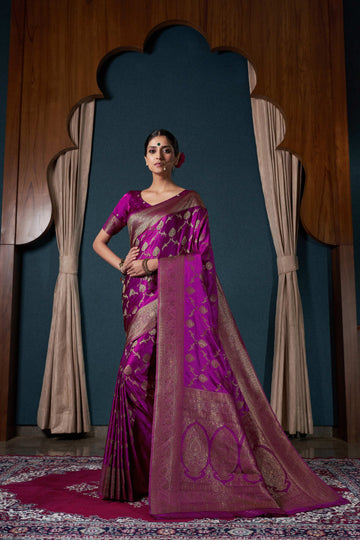 Wine Satin Silk Saree