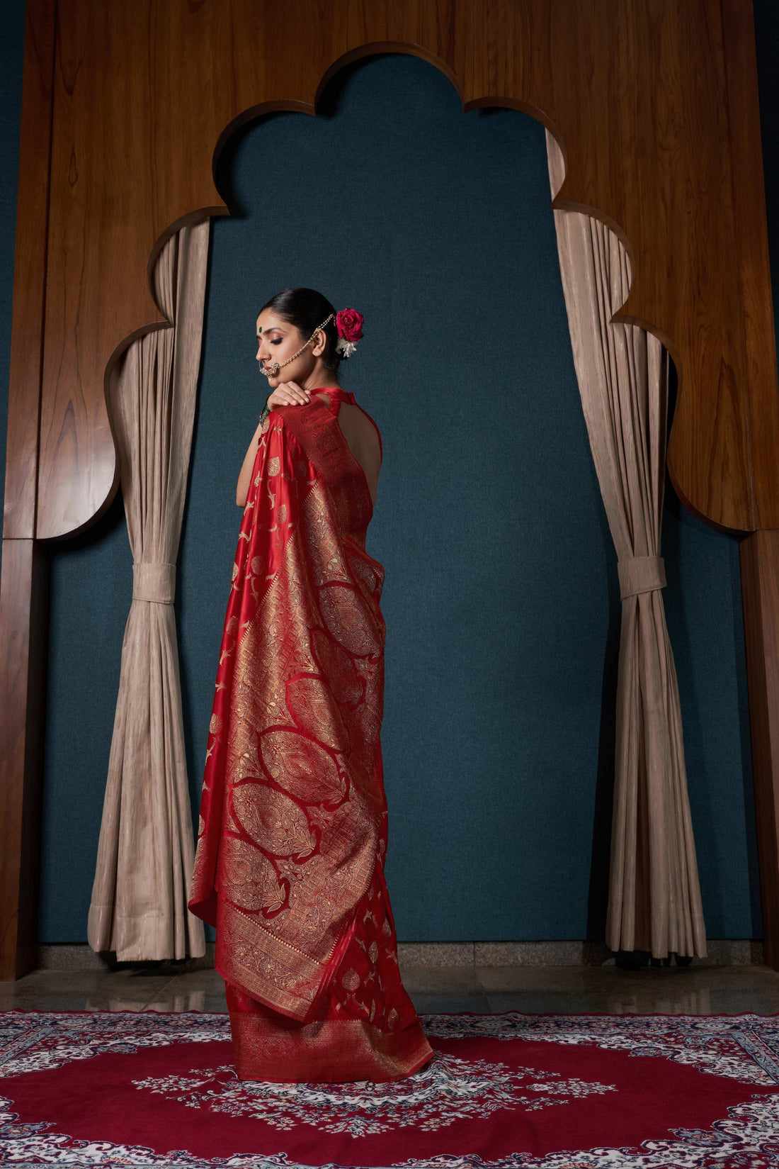 Red Satin Silk Saree