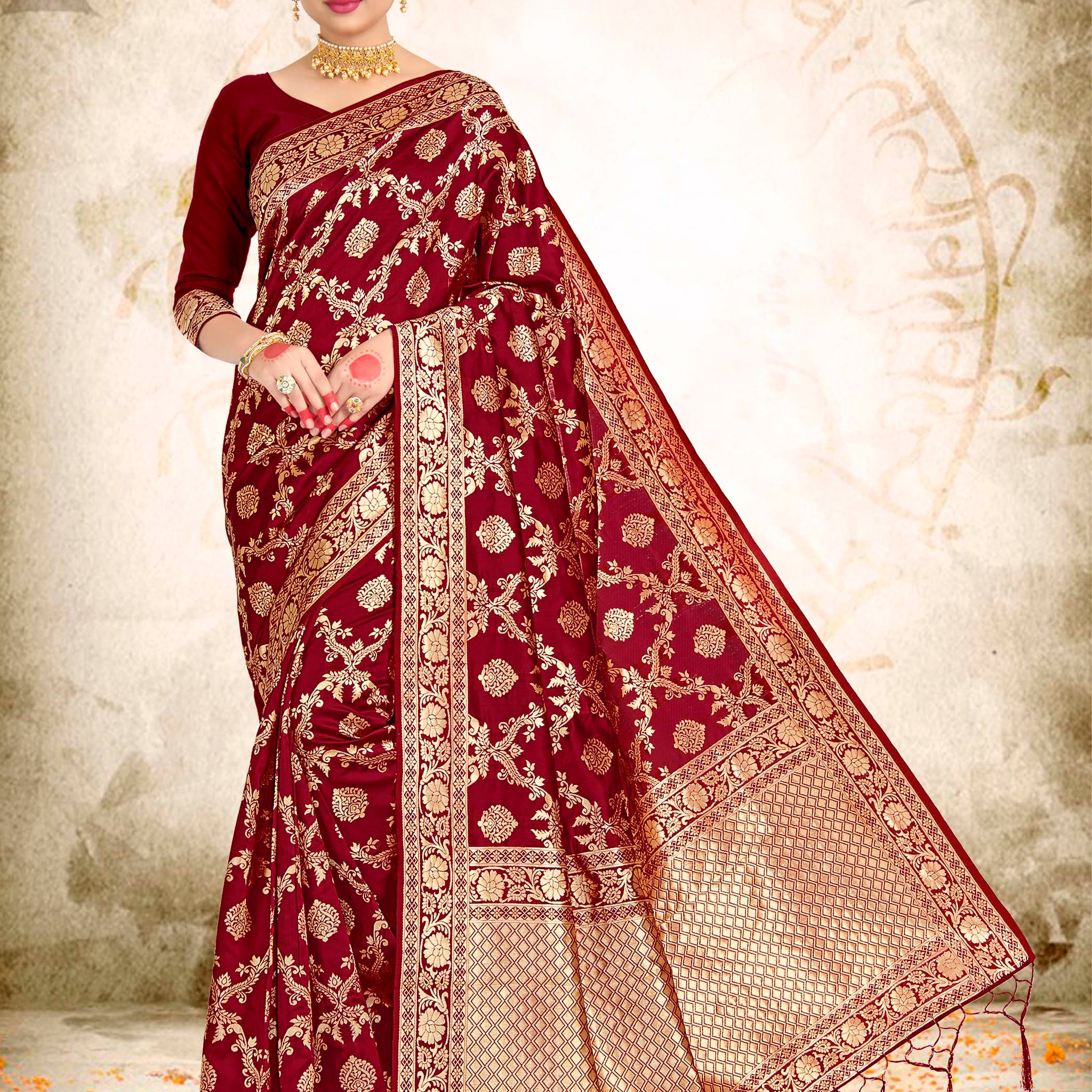 Red Banarasi Art Silk Saree