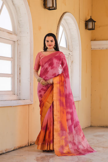 Pink Pure Georgette Saree