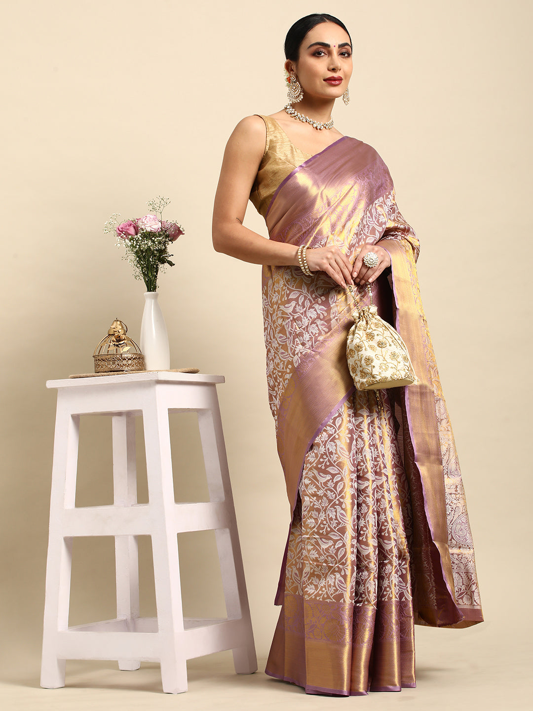 Lavender Kanjivaram Silk Saree