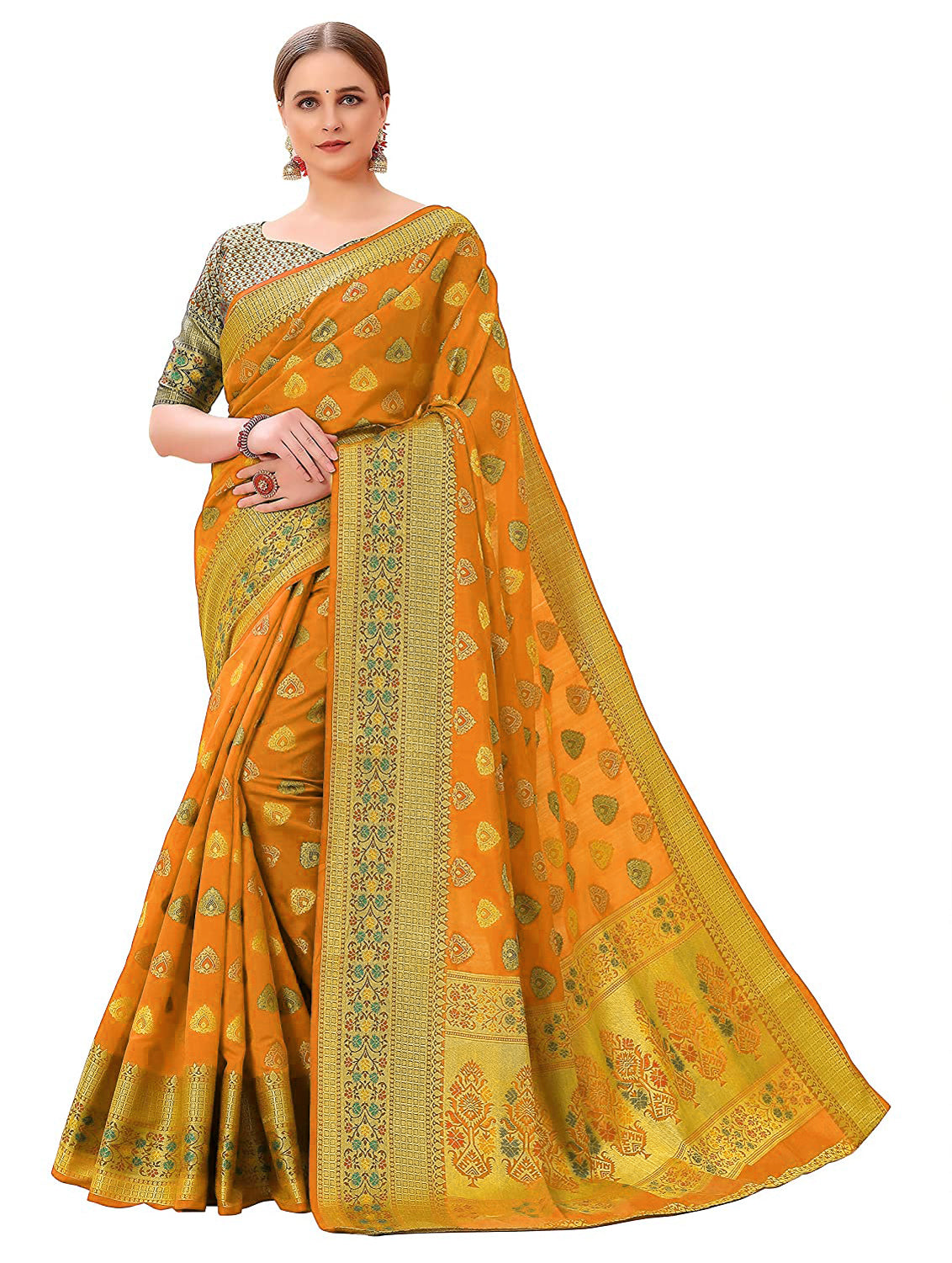 Ishika Fab Yellow Organza Saree