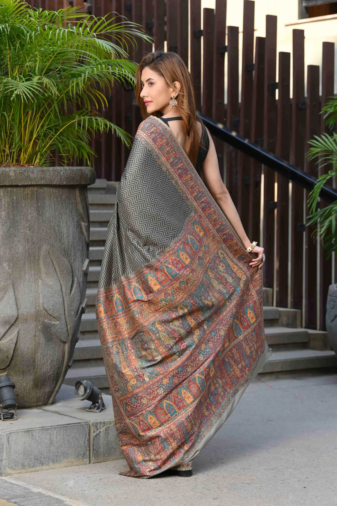 Gray Modal Cotton Silk Saree