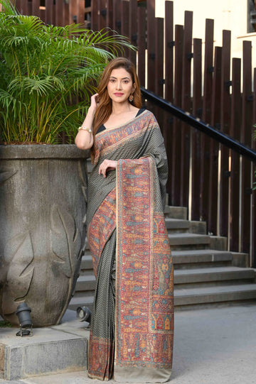 Gray Modal Cotton Silk Saree