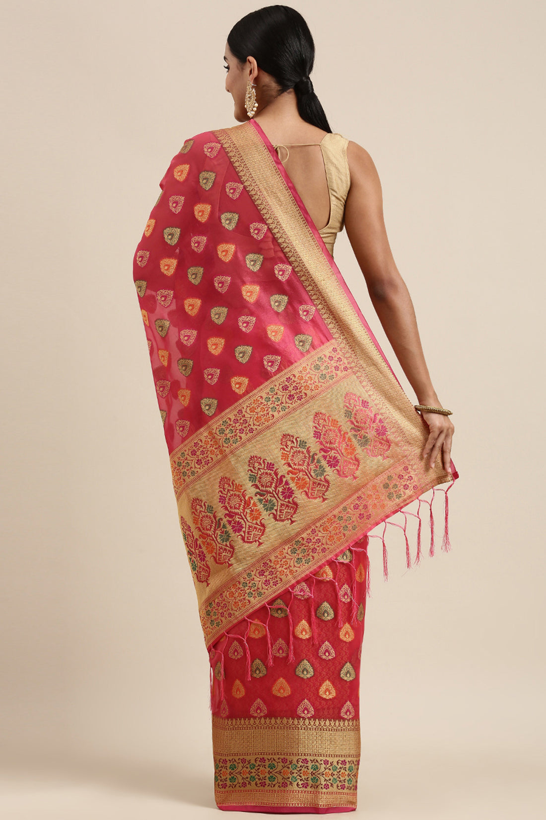 Ishika Fab Pink Organza Saree