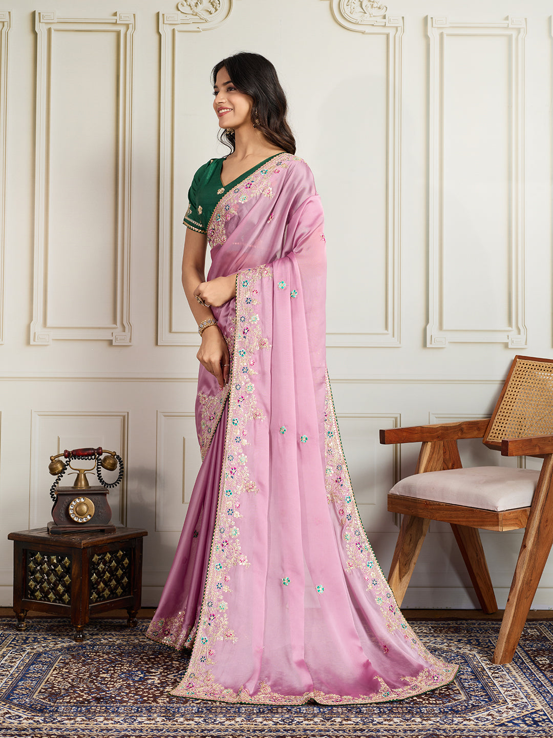 Pink Star Georgette Saree