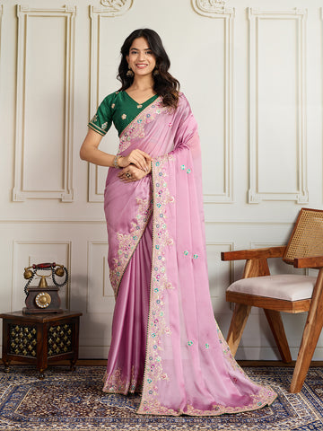Pink Star Georgette Saree